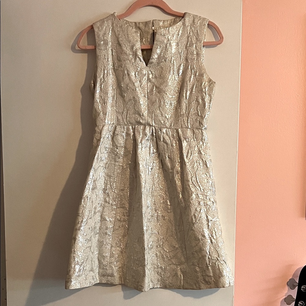 Space Queen Vintage 60s Mod Sleeveless Silver Shiny Mini Dress